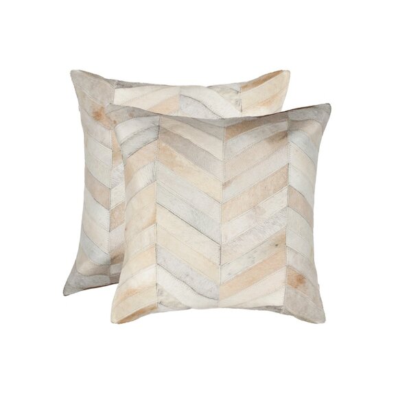 Natural Home Decor Torino Chevron Cowhide Pillow | 2-Piece | Natural | 18"x18" - Picture 1 of 4